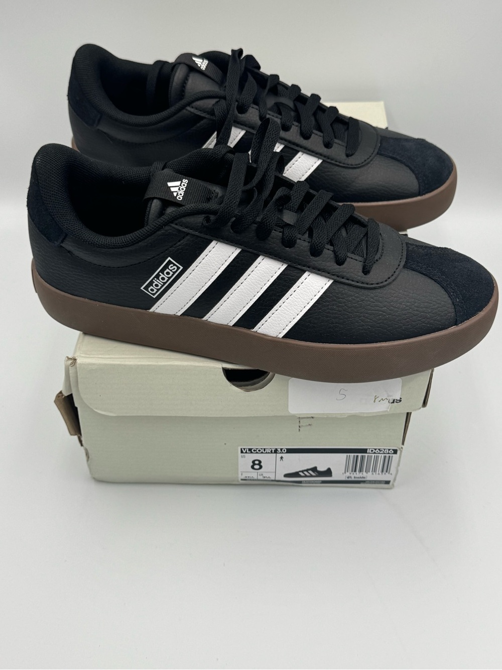 Adidas VL Court 3.0 Sneakers Black White Gum Sole Men’s Size 8 New in Box - Picture 3 of 12